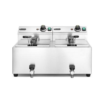 Ruční fritéza s vypouštěcím kohoutem, 2 × 8 l, HENDI, Profi Line, 16L, 230V/7000W, 610x515x(H)369mm | 209301